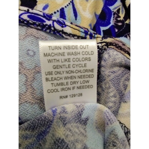 Always Indigo Tank Women's XXL Round Neck Blue Paisley Knit Resort Cruise - Picture 3 of 8